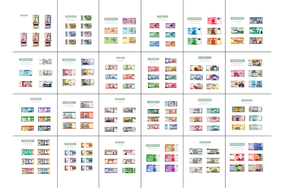 Banknotes of 151 Countries, a Finance Illustration by Zhuna (Photo 6 of 7)