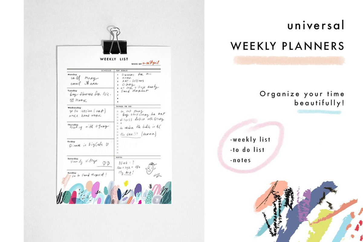 Weekly Planners. EPS & JPEG, a Stationery Template by Lera Efremova (Photo 1 of 10)