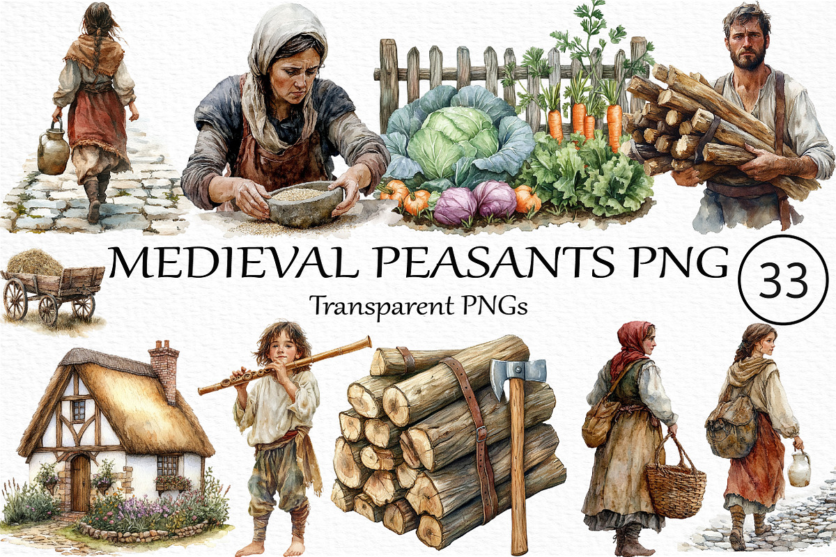 Medieval Peasants PNG, an Illustration by Craft Nest (Photo 1 of 4)
