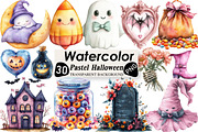 Pastel Halloween Clipart Watercolor, an Illustration by Black Bird Studio (Thumbnail 1 of 6)