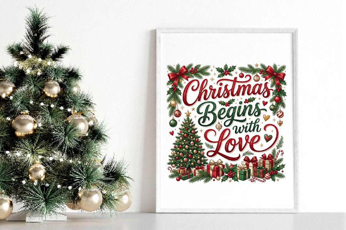 Christmas Begins With Love PNG, a Seasonal Illustration by DreamPrint404 (Photo 3 of 6)