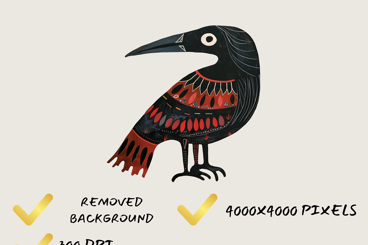 FOLK ART BIRDS CLIPART PACK, an Animal Illustration by Daring Digies (Photo 6 of 10)