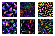 Neon Halloween Digital Paper, a Pattern Graphic by Chromolume Studio (Thumbnail 3 of 28)