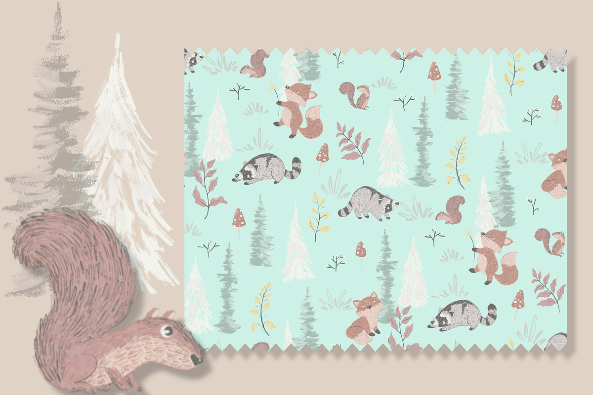 Woodland Cute Animals Pattern, a Pattern Graphic by Lady Bruniere Design (Photo 4 of 15)