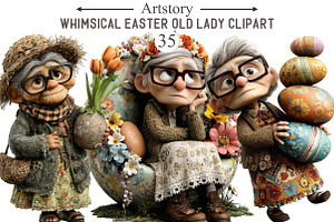 Whimsical Easter Old Lady Clipart, an Illustration by designcity5