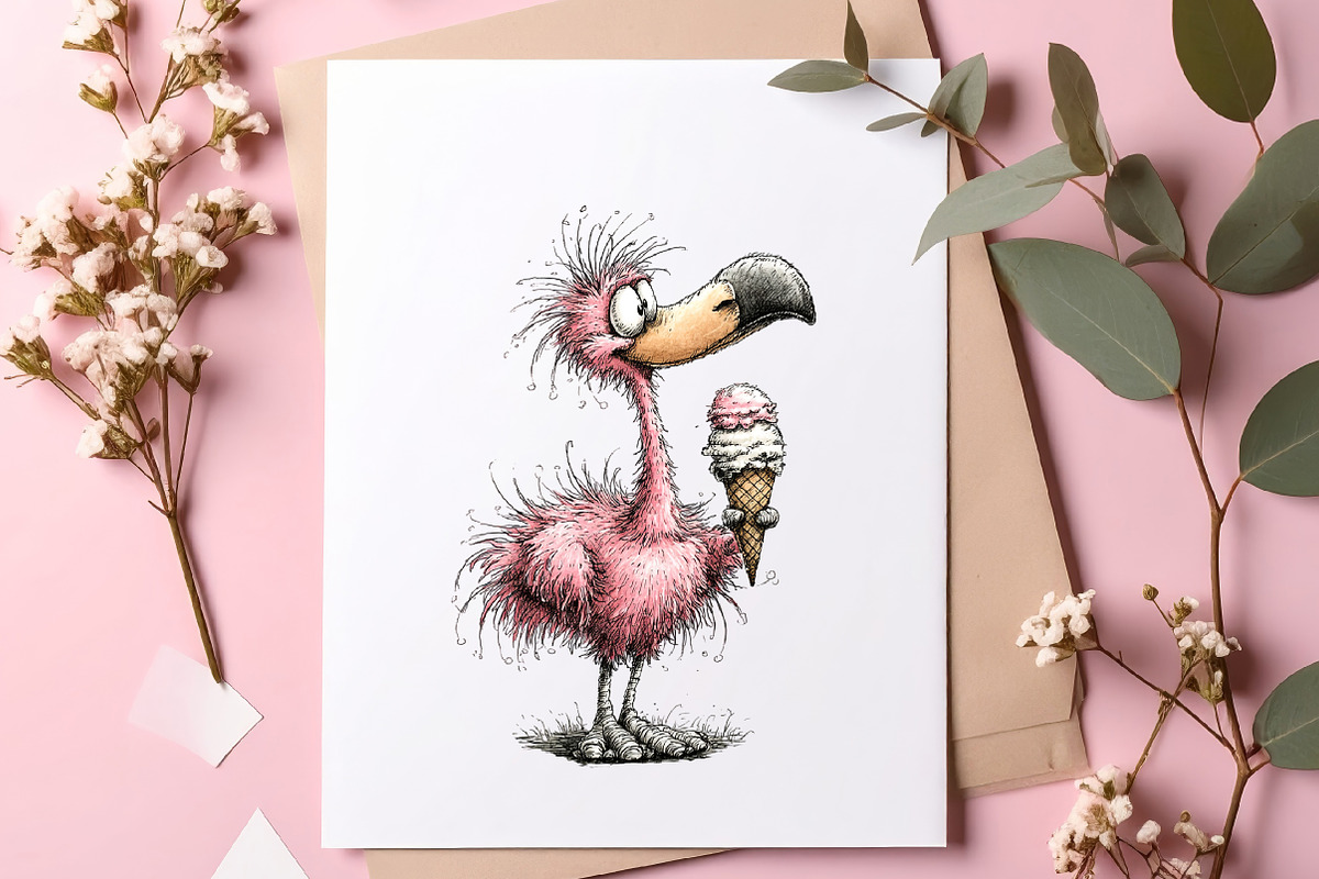 Whimsical Summer Flamingo Clipart, an Illustration by SinaCreation (Photo 6 of 9)