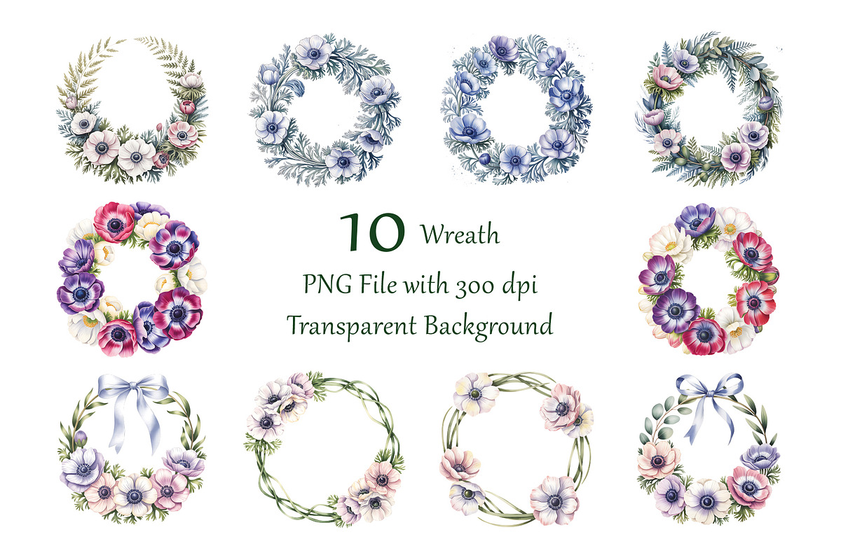 Anemone Watercolor Floral Clipart, a Decorative Illustration by ForhadGFX (Photo 6 of 14)