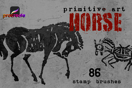 86 Horse Stamp Brushes (Procreate), a Brush Add-On by TheWhiteCatLab