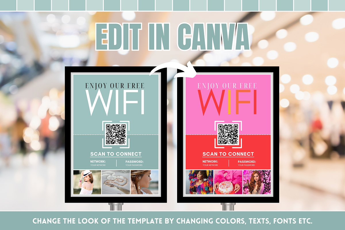 WiFi QR Code Sign - Green, a Marketing Template by SunshineStudioBoutique (Photo 5 of 10)