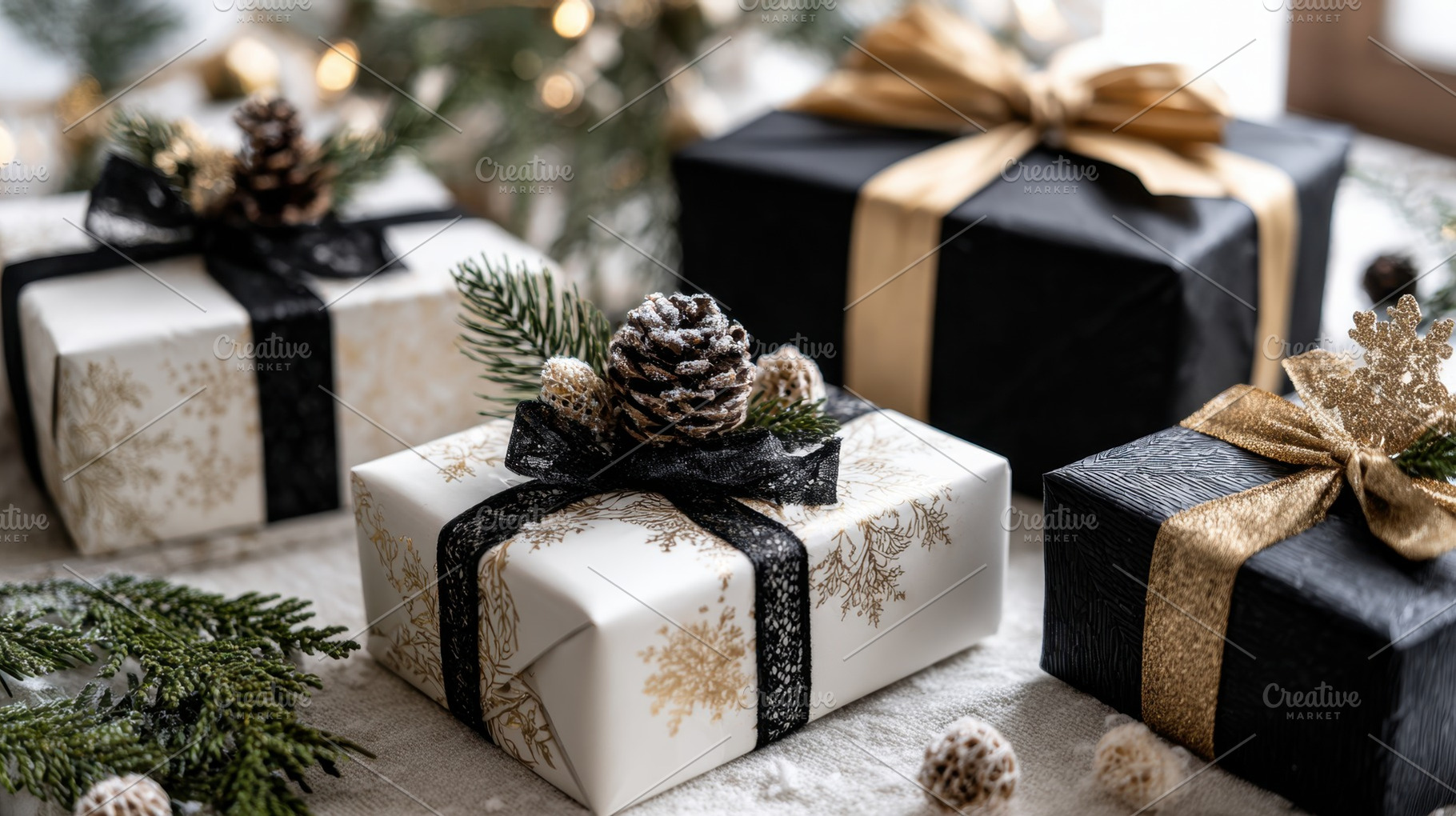 Holiday gift arrangement with decor, a Photo by Beautiful things