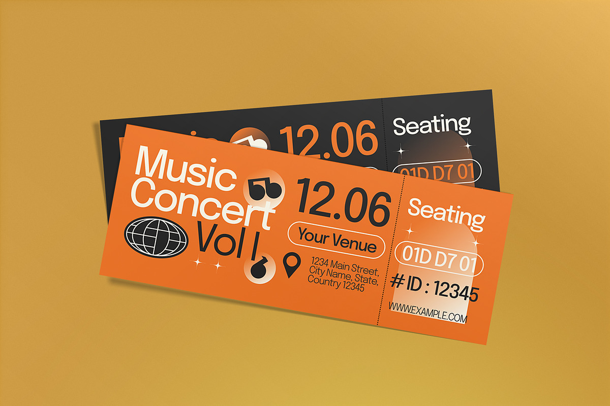 Antidesign Music Concert Ticket, a Card Template by graphicook (Photo 1 of 3)