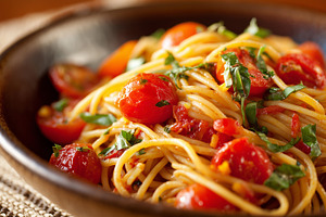 Close up on spaghetti with cherry, a Food & Drink Photo by MistyDay