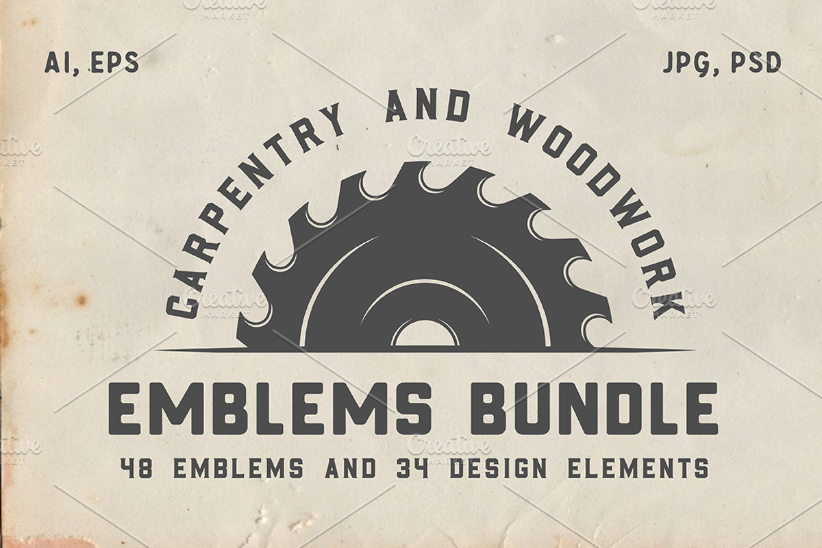 Vintage Carpentry Emblems part 2, a Branding & Logo Template by AkimD (Photo 1 of 10)