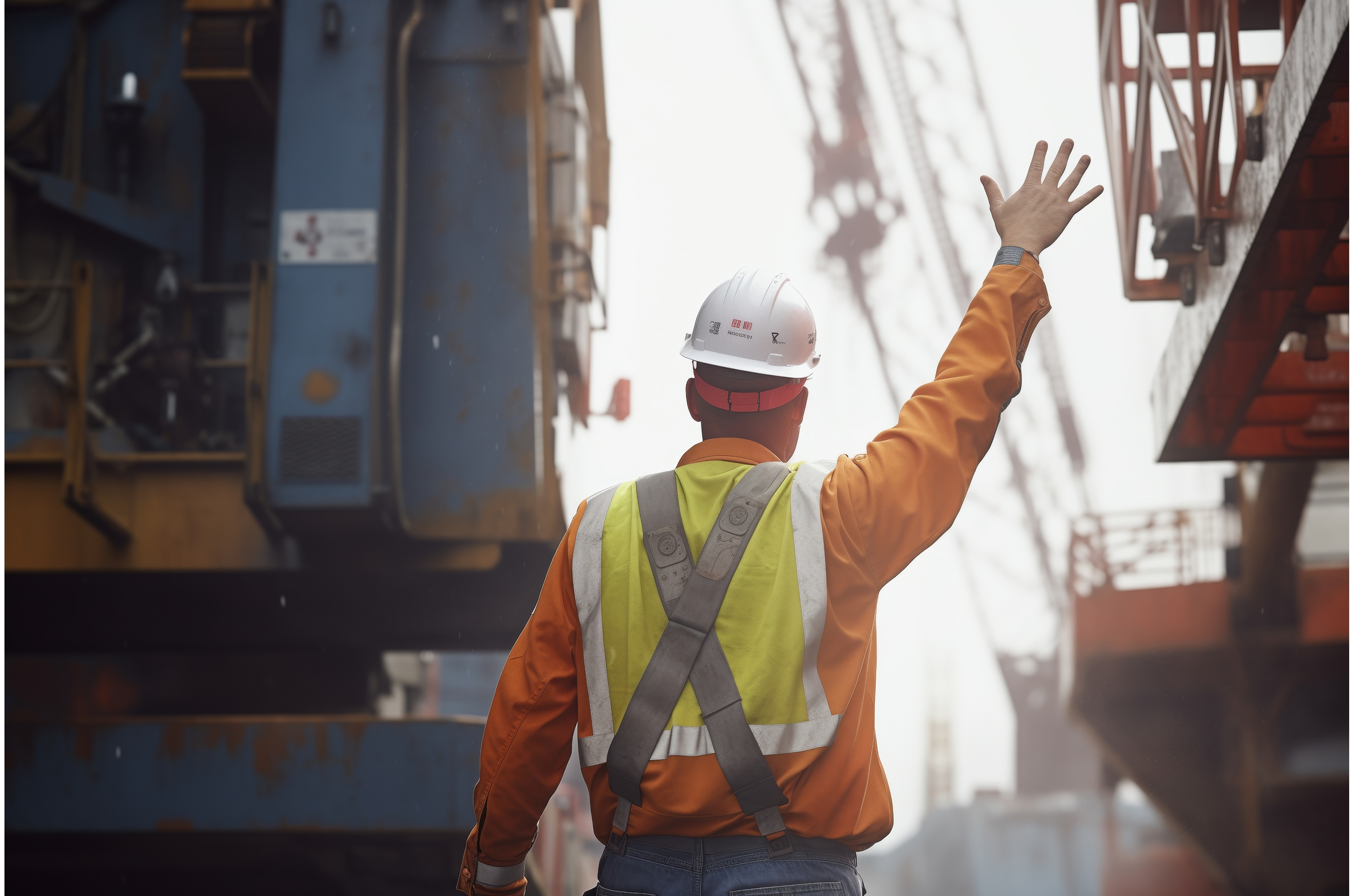 crew member signaling crane operator | Abstract Stock Photos ~ Creative ...