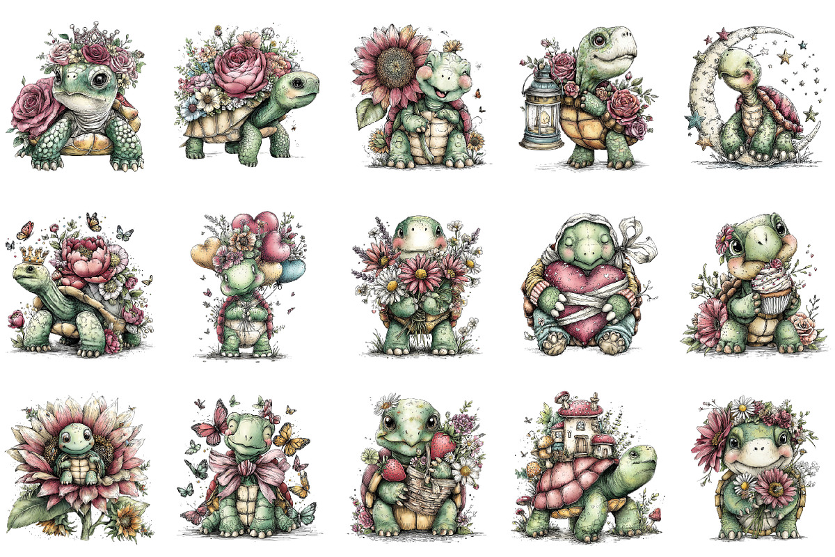 Whimsical Enjoy Turtle Clipart, a Seasonal Illustration by designcity5 (Photo 2 of 5)