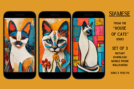 Mobile Phone Wallpaper (Siamese), a Wallpaper Graphic by Shisa Images