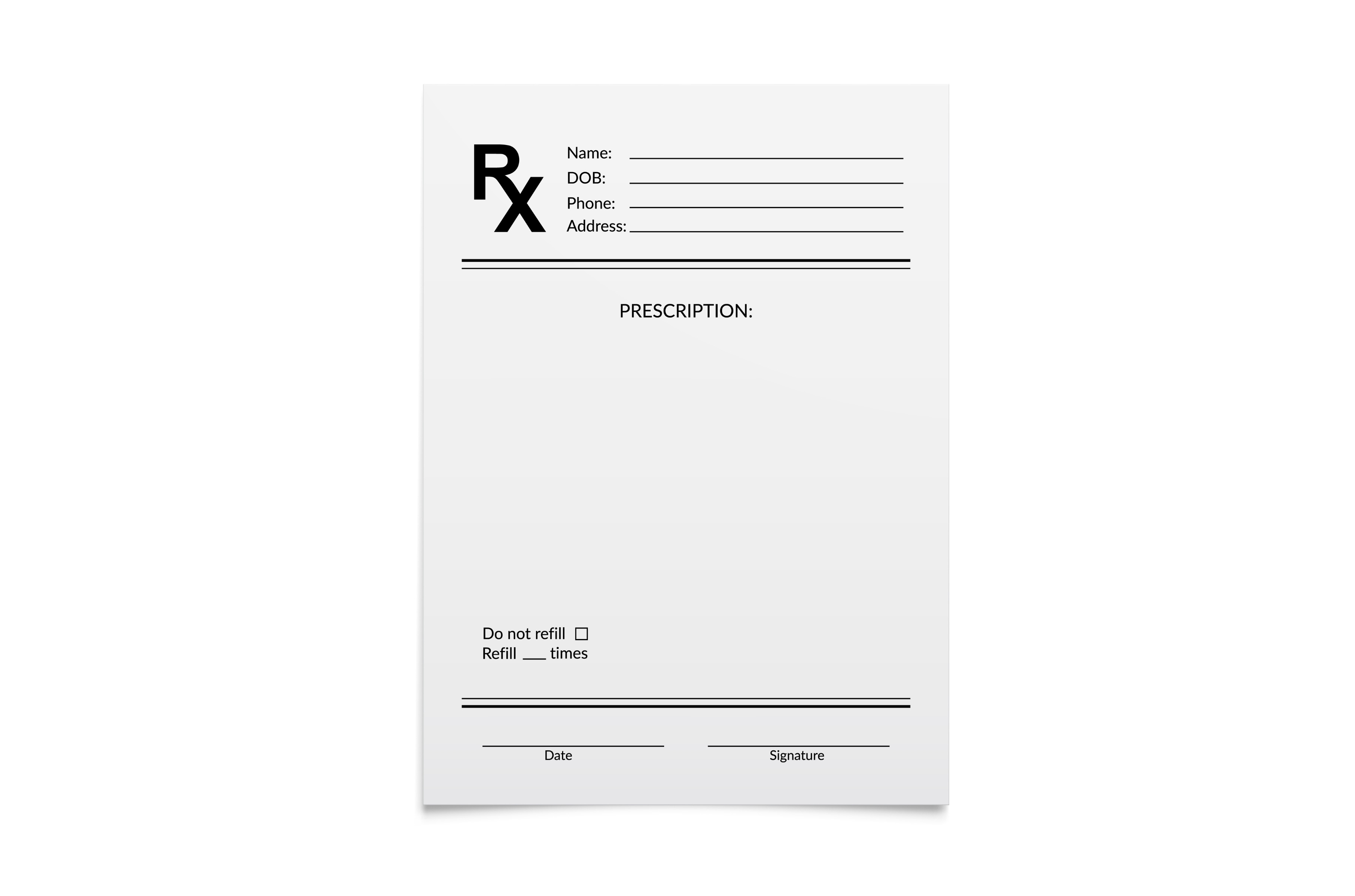 Medical prescription RX form, a Healthcare Illustration by Vector Tradition