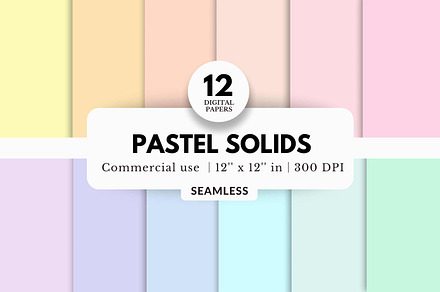 12 Pastel Solid Digital Papers