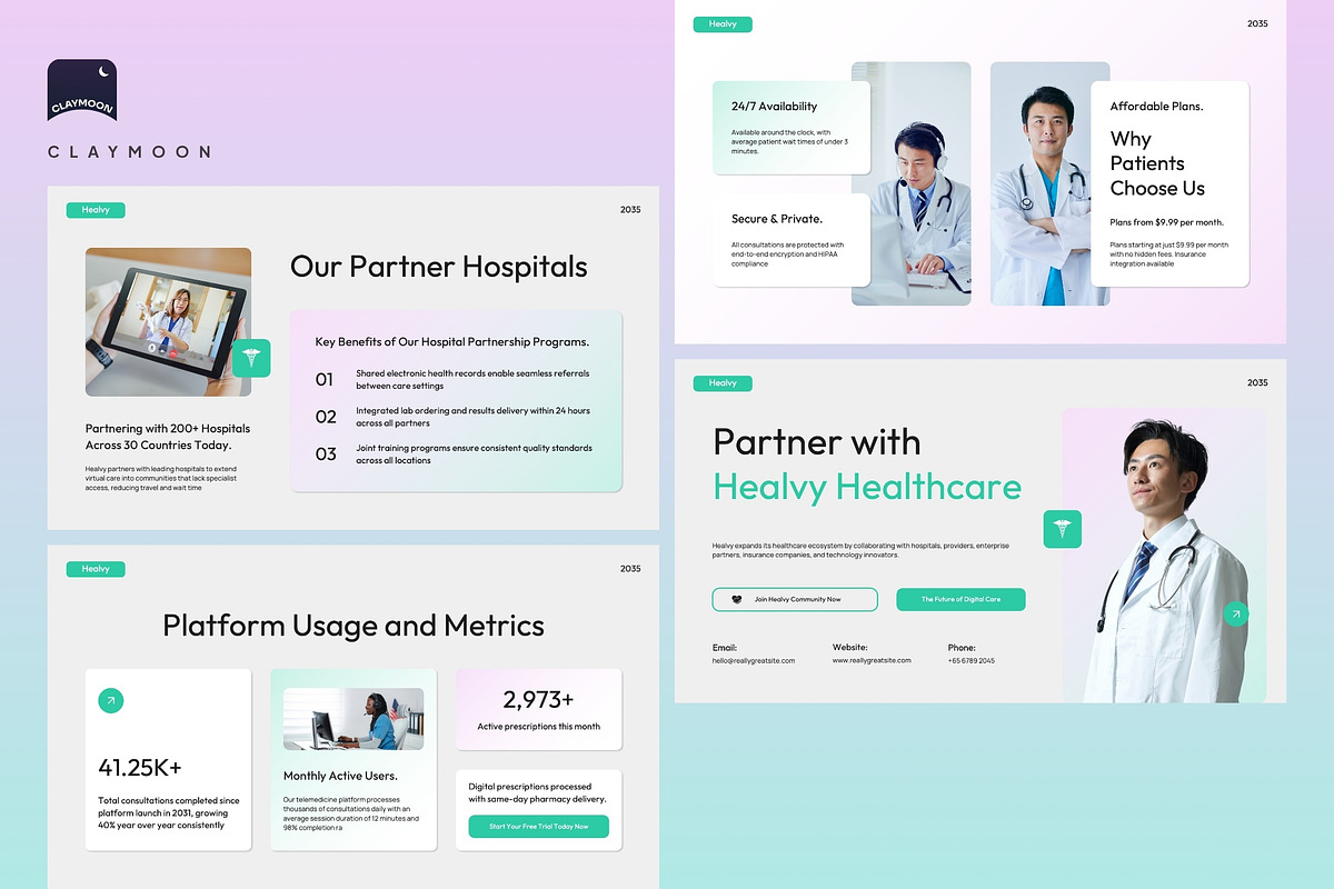 HealthTech & Telemedicine Startup, a Presentation Template by Claymoon Lab (Photo 7 of 7)