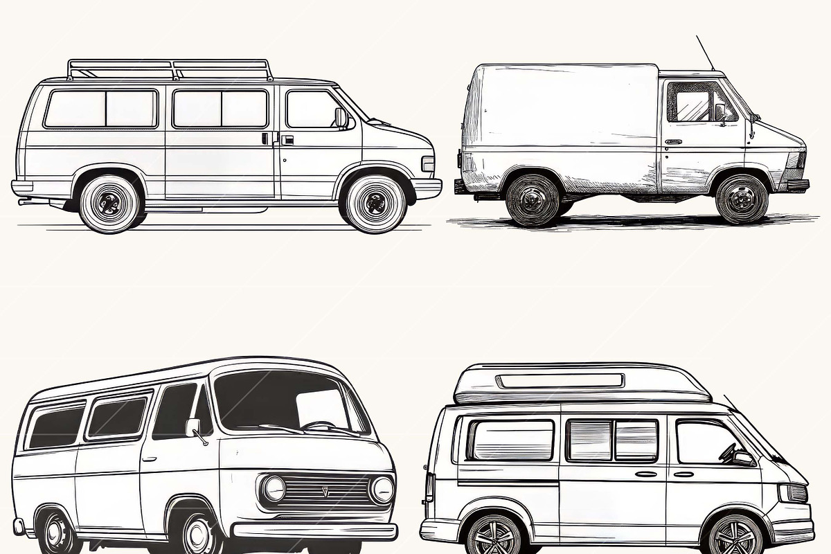 Van Line Art Clipart  Bundle, a Transportation Illustration by BusyDaydesign (Photo 4 of 8)
