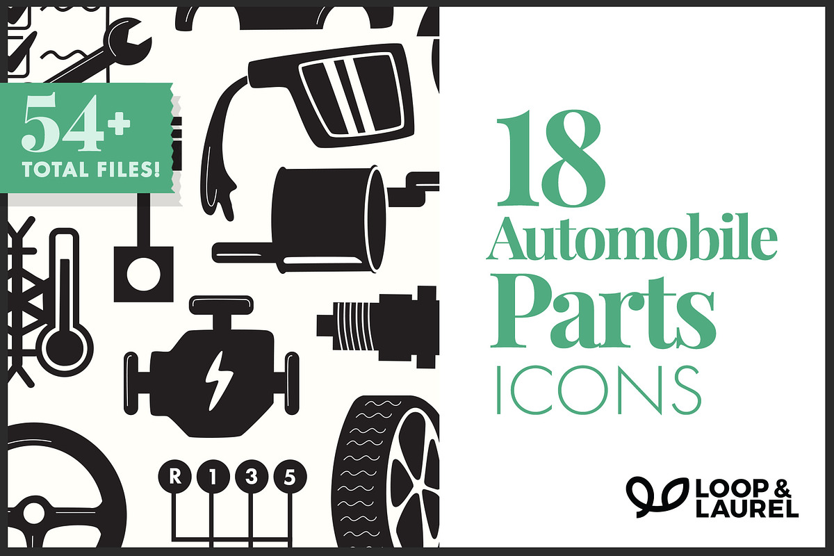 18 Quality Matching Auto Parts Icons, an Icon by LOOP & LAUREL (Photo 1 of 3)