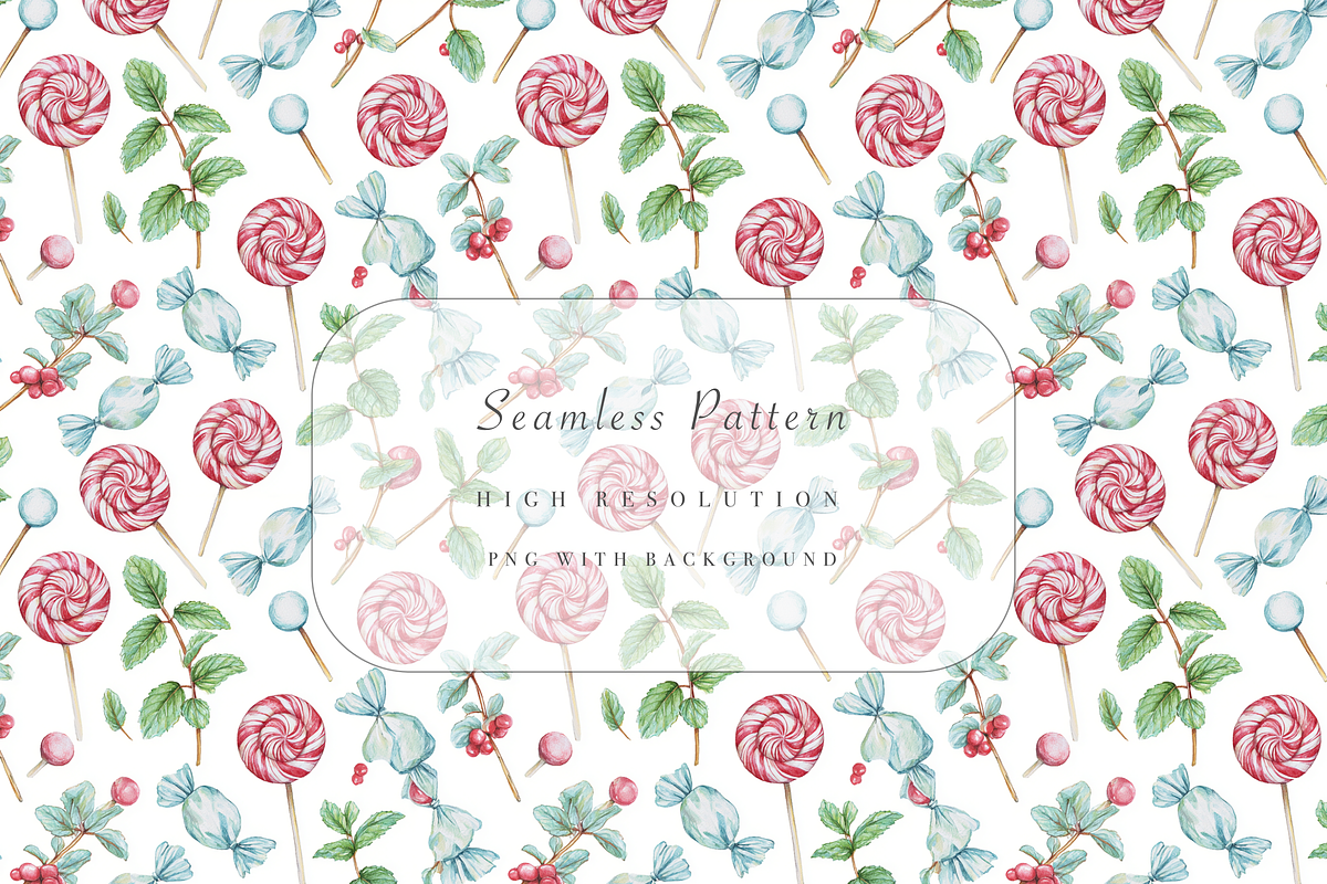 Peppermint Candy Seamless Pattern, a Decorative Illustration by Pati Charm Studio (Photo 1 of 7)