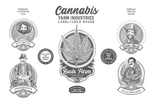 Cannabis Farm Label & logo Badge