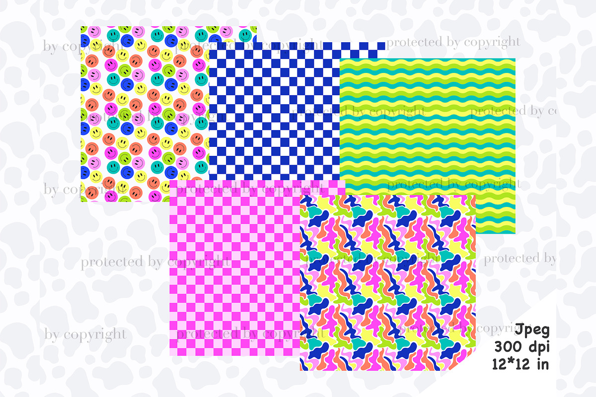 Hippie Digital Paper | Retro Pattern, a Pattern Graphic by GlamArtZhanna (Photo 2 of 4)