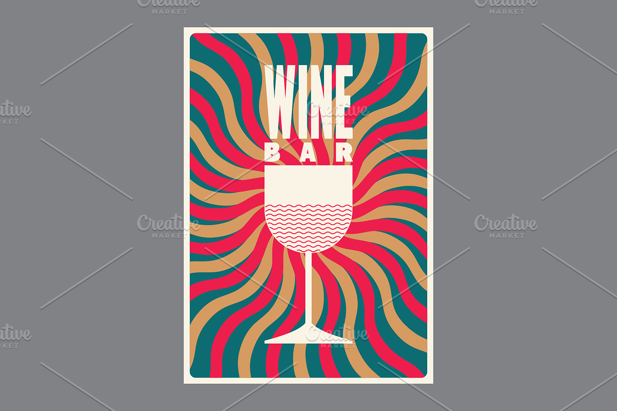 Wine Bar design vector poster set., a Food Illustration by PoPaShop (Photo 5 of 7)