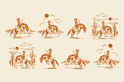 Western Cowboy Bucking Bronc Graphic, an Object Illustration by Antiquaria (Thumbnail 2 of 6)