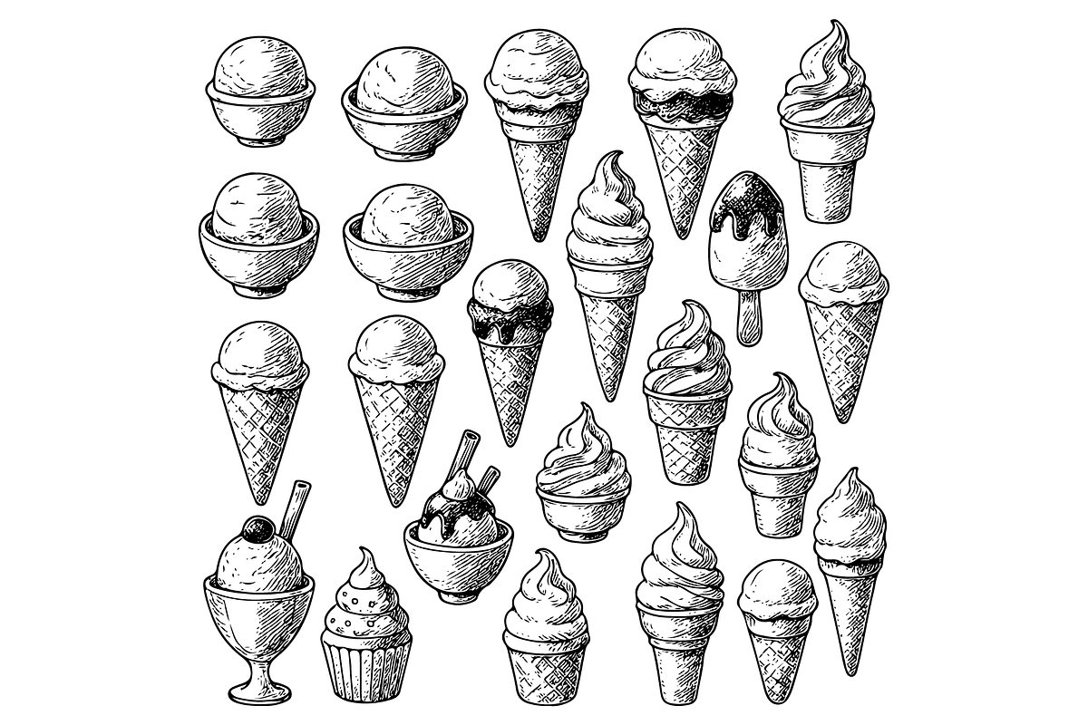 Ice Cream Illustration Set, an Object Graphic by RT Studio