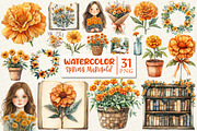 Spring Marigold Clipart, a Work Illustration by OK Design (Thumbnail 1 of 3)