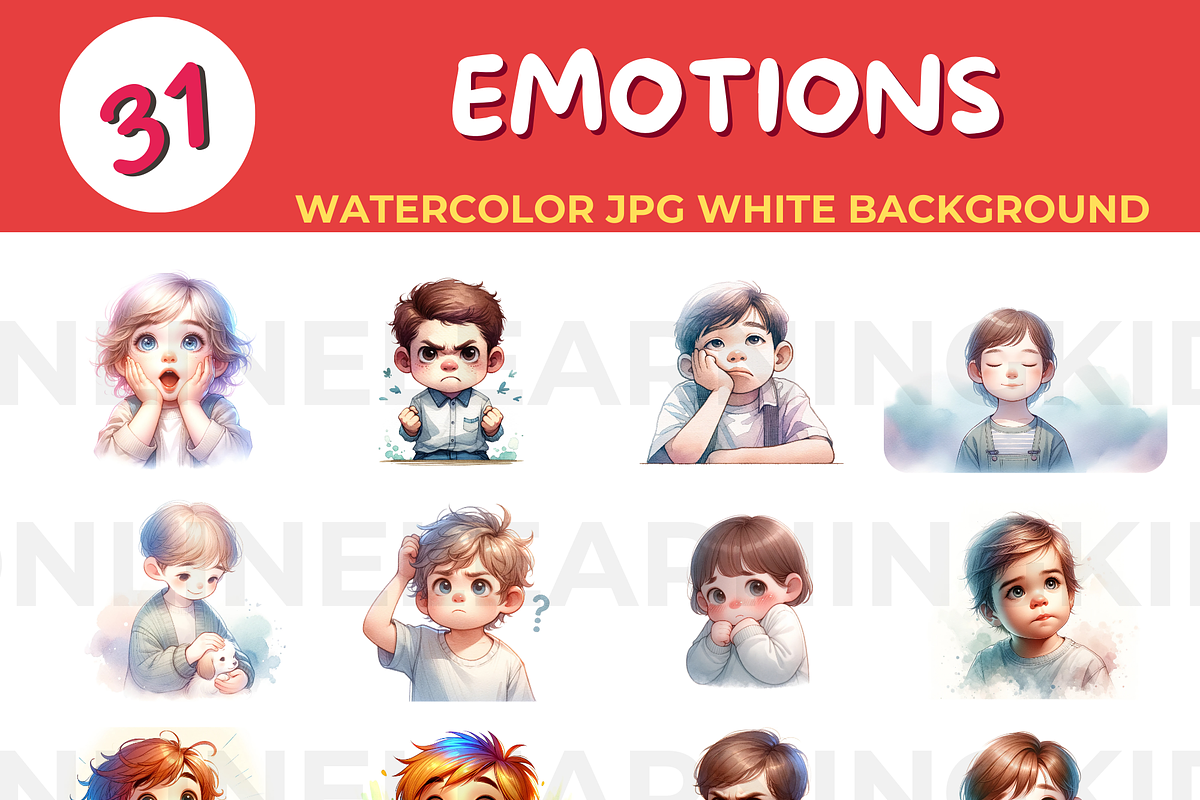 EMOTIONS watercolor JPG white backgr, a Person Illustration by John_Walker (Photo 1 of 2)
