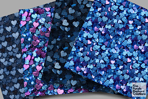 Chunky Blue Heart Glitter Valentine