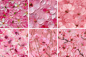 Pink Floral Impasto Seamless Pattern