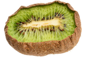 Half of wrinkled kiwi unpeeled kiwi on isolated background, a Food & Drink Photo by ndanko