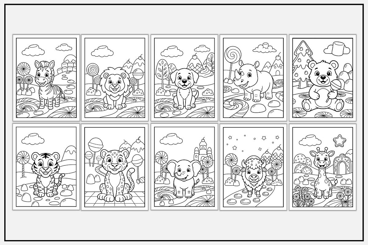 Animals in Candy Land Coloring Pages, an Animal Illustration by Lamia Emad (Photo 2 of 5)