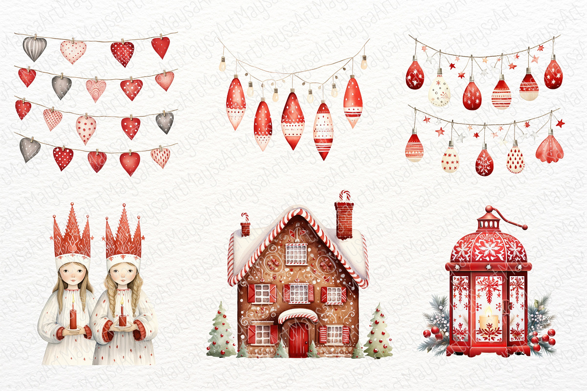 Scandinavian Christmas Clipart, a Seasonal Illustration by Maysa Art (Photo 4 of 7)
