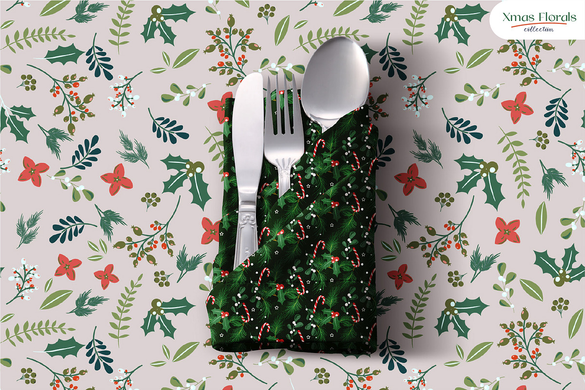 Xmas Florals - Seamless Patterns, a Pattern Graphic by InaCorart (Photo 4 of 9)