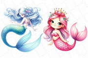 Cute Mermaid Watercolor Clipart, an Illustration by DreamPrint404 (Thumbnail 3 of 4)