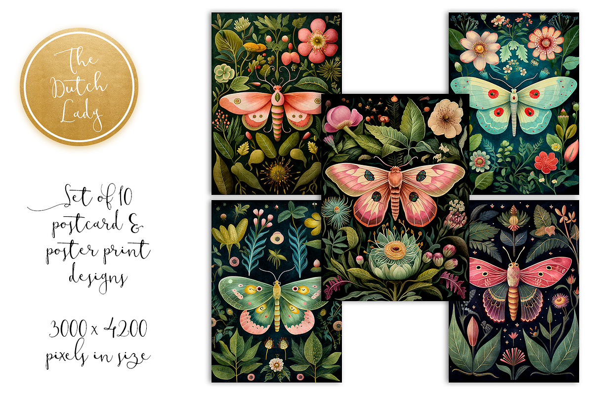 Botanical Moths Postcards & Prints, an Animal Illustration by The Dutch ...