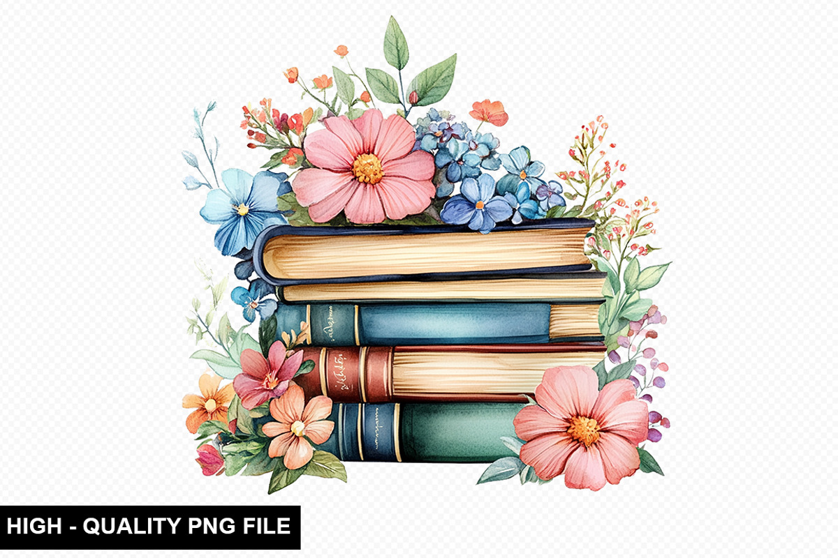 Watercolor Floral Book Clipart, an Illustration by crative8112 (Photo 10 of 10)