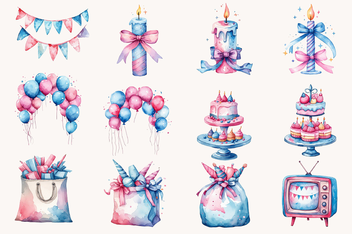 Watercolor Birthday Celebration PNG, a Seasonal Illustration by Designworld (Photo 5 of 9)