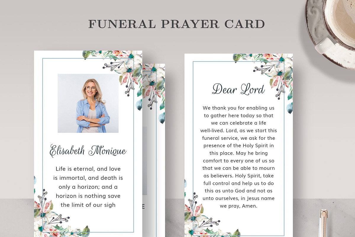 Funeral/ Memorial Prayer Card PC001, a Card Template by Draca Design Co (Photo 1 of 4)