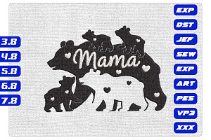 Mama Bear and Cubs Embroidery Design, an Illustration by Purpose Ekbal