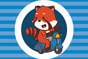 Cute Red Panda Riding A Scooter, an Animal Illustration by Artstorystudio (Thumbnail 2 of 3)