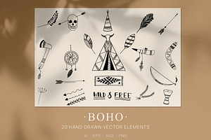 20 Boho Hand Drawn Minimalistic