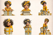 Watercolor Funny Birthday Girls Clip, an Illustration by Digital Artistic99 (Thumbnail 3 of 11)