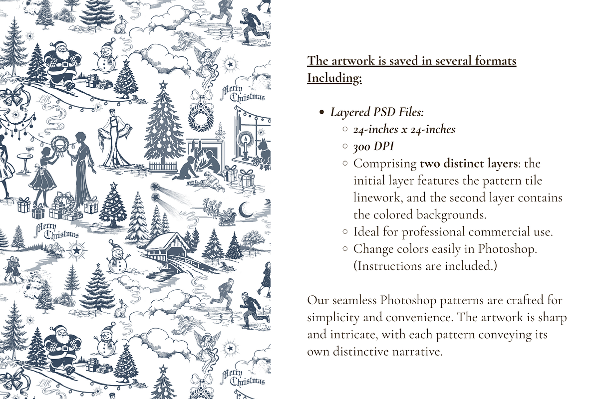 Vintage Christmas Seamless Pattern, a Background Graphic by Hughes Studio (Photo 5 of 8)