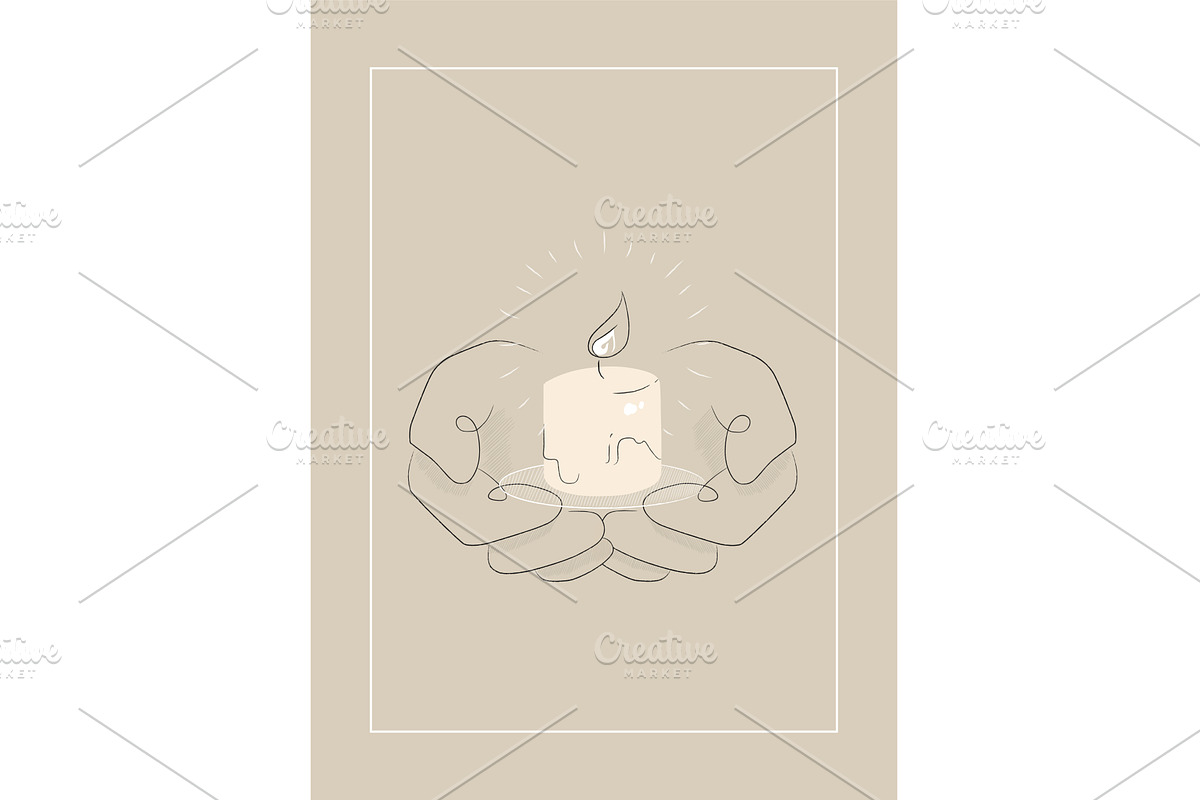 Candle in hands atmospheric concept, an Illustration by Dessign Sells